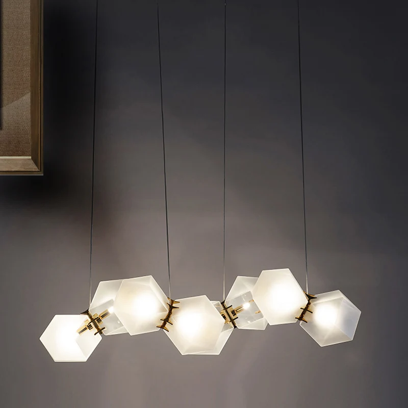 2/4/6 Lights Living Room Chandelier Geometric White Glass Shade Modern Verguld Led Hanging Lamp Kit met Lange Brandtijd White