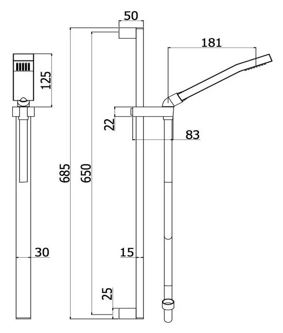 Geurkaars Sliding set Level soap holder, built- mixer and wall water outlet Paffoni