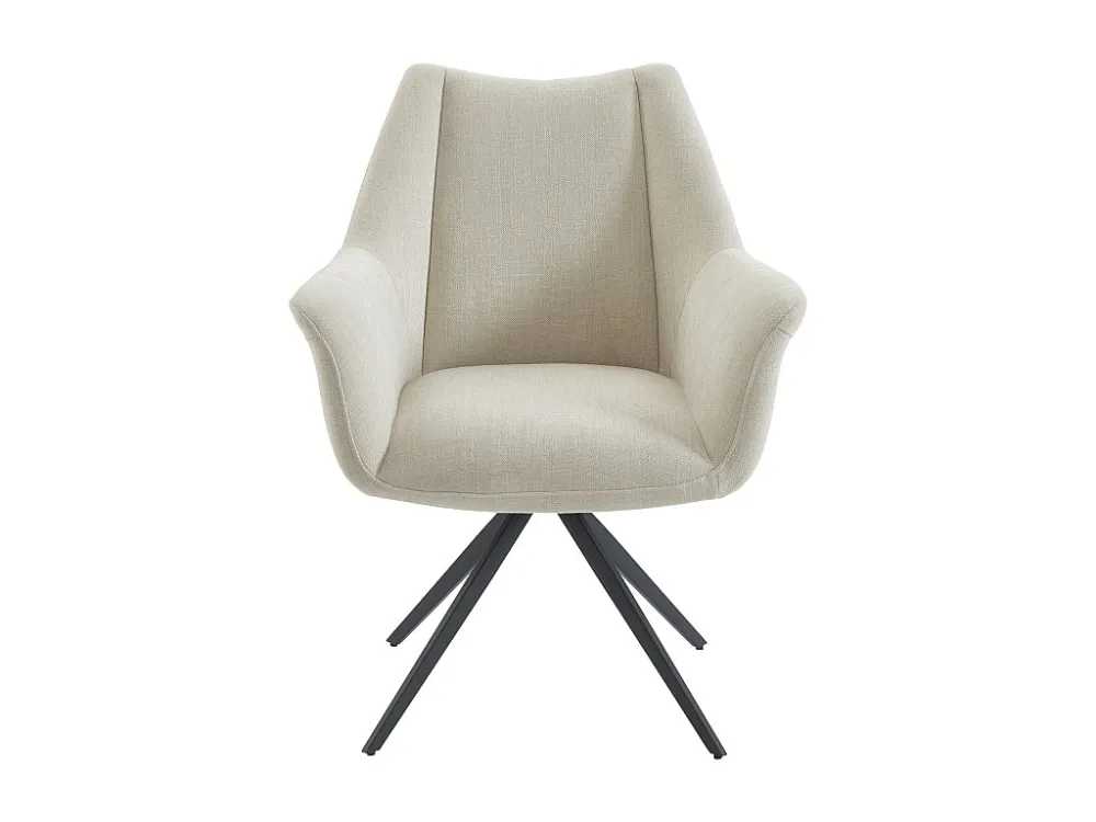 Set van 6 stoelen met armleuningen van stof en zwart metaal - Ecru - KARDESA van Maison Céphy