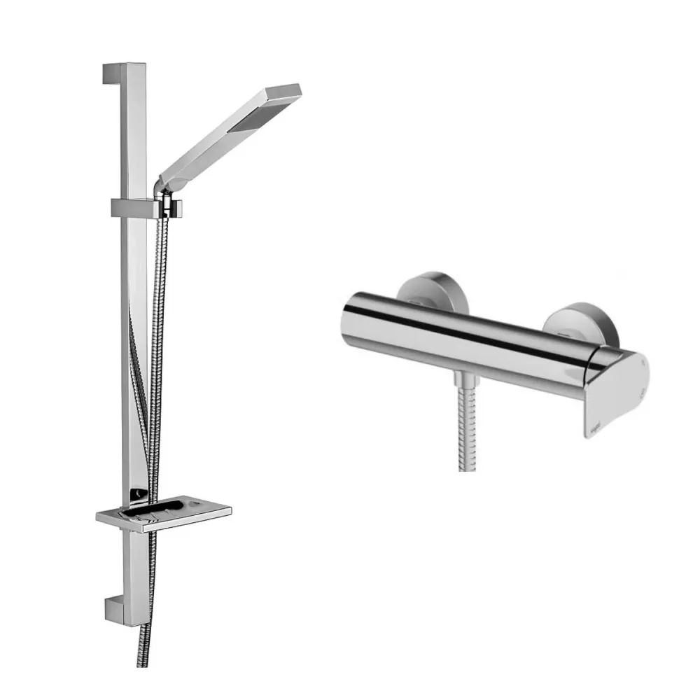 Sliding shower set Level soap holder and external Hellend Paffoni shower mixer