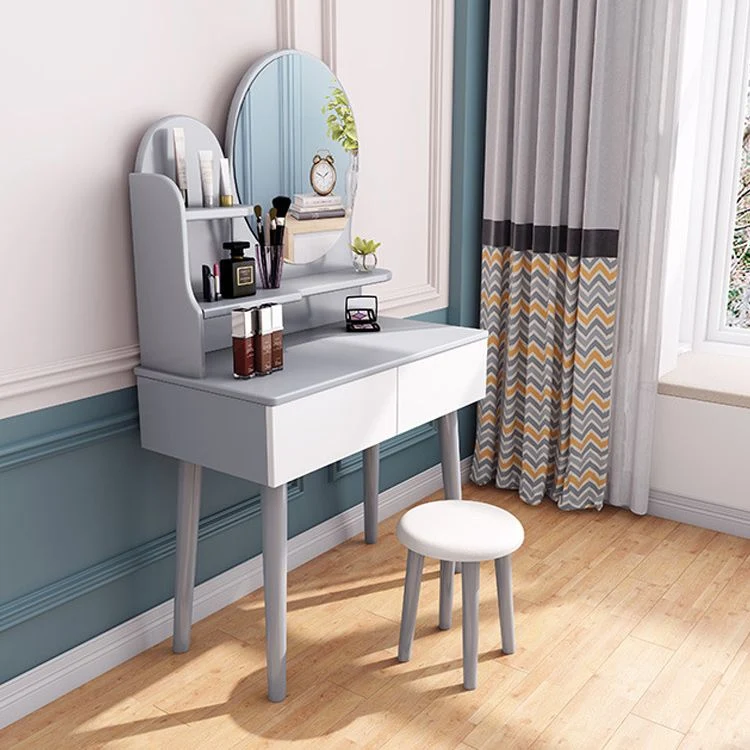 Stevig Wood Dresser Scandinavian Vanity Set Stool and 2 Drawers Natural