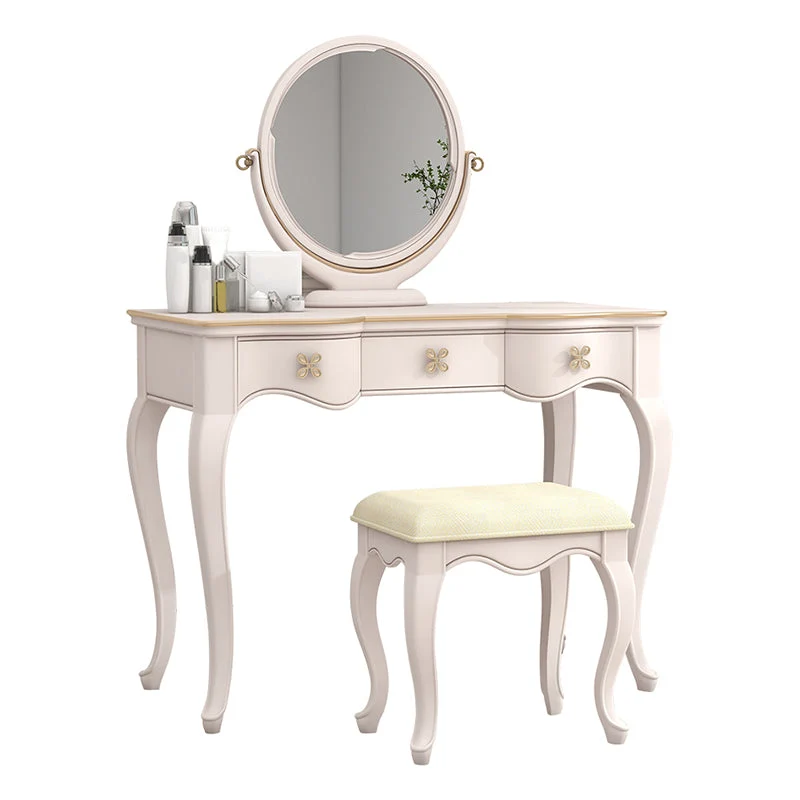 3 Storage Drawers & Mirror Vanity Set Victorian Wood Make-up Vanity | Sfeerverlichting 39l