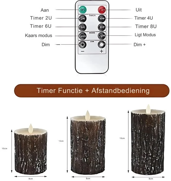 LED Kaarsen Met Afstandsbediening - Bewegende Vlam - Echte Wax - Elektrische Kaarsen - Op Batterijen - Dimbaar en Timer Fu...