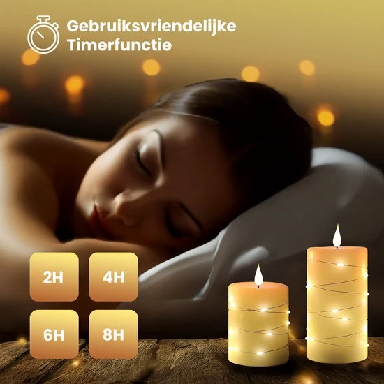 NovaWare LED Kaarsen met Bewegende Vlam - Set van 3 - Kaarsen op batterijen met afstandsbediening – Elektrische Kaarsen -...