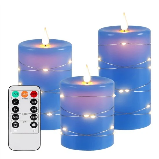 NovaWare LED Kaarsen met Bewegende Vlam - Set van 3 - Kaarsen op batterijen met afstandsbediening – Elektrische Kaarsen -...