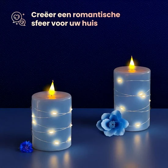 NovaWare LED Kaarsen met Bewegende Vlam - Set van 3 - Kaarsen op batterijen met afstandsbediening – Elektrische Kaarsen -...