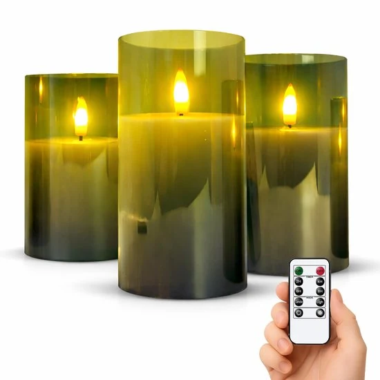 Vesfy LED Kaarsen Set van 3 - Bewegende Vlam met Afstandsbediening - Timer & Dimfunctie - Sfeerkaarsen op Batterijen