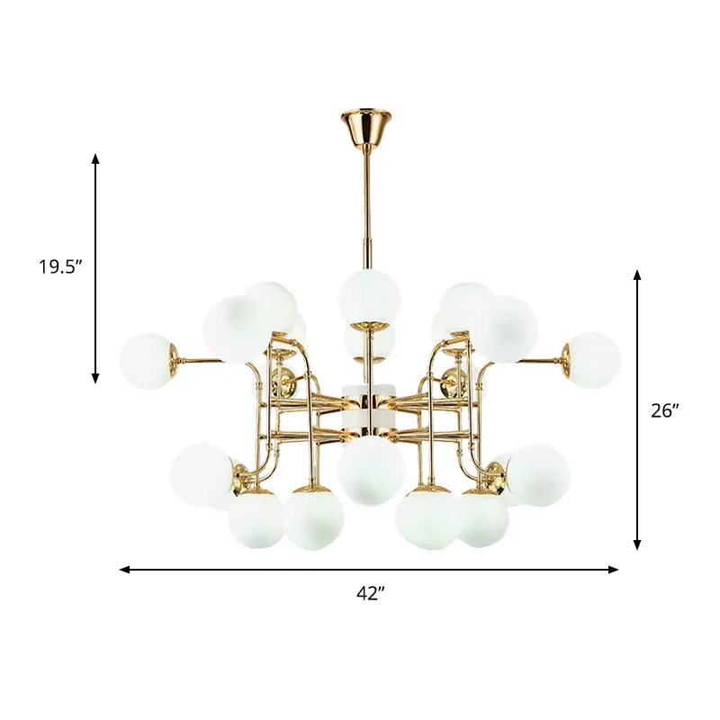 12/16/24 Lights Chandelier Contemporary Goud Hanging Lamp Ball Opal Glass Shade Gold