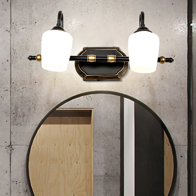 2/3/4 Lights Cup Shade Vanity Sconce Classic Parelmoer Glass Wall Mounted Light Bathroom White
