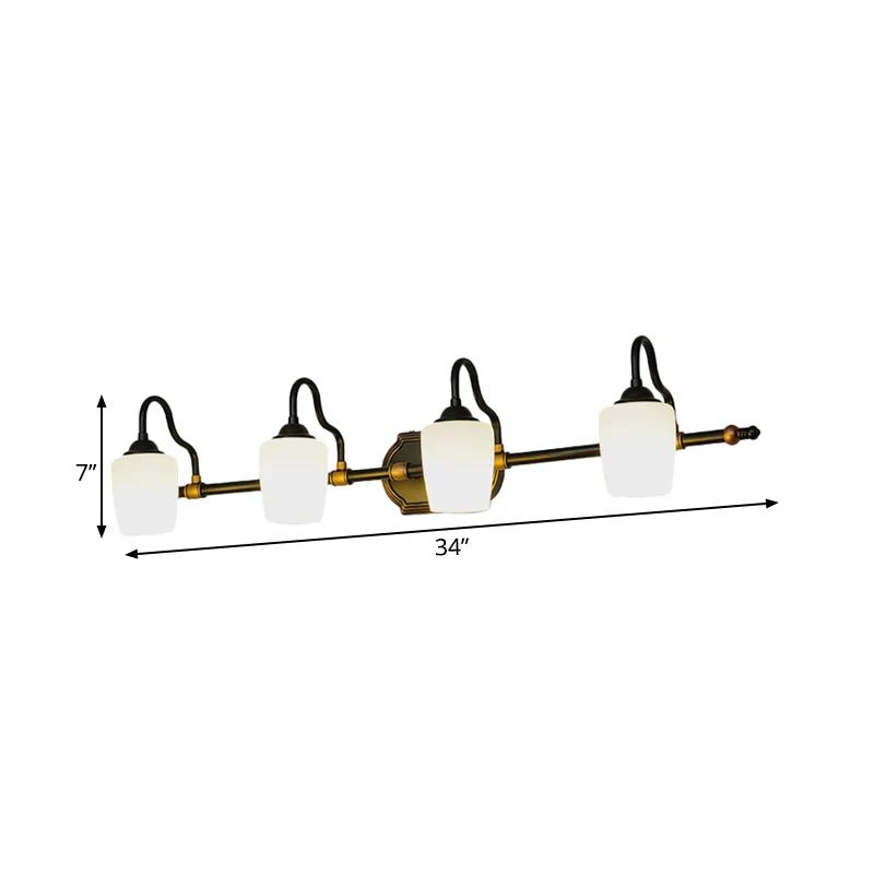 2/3/4 Lights Cup Shade Vanity Sconce Classic Parelmoer Glass Wall Mounted Light Bathroom White