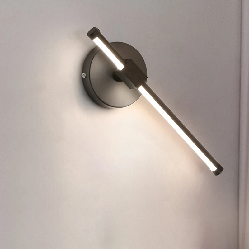 Acrylic Tube Wall Lamp Modernism LED Black Sconce Light Fixture Circle Metaal Backplate, Warm/White Light Black