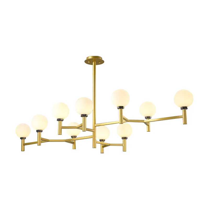 Actueel Orbit Chandelier Pendant White Glass 10-Head Living Room Island Light Black/White/Gold Black