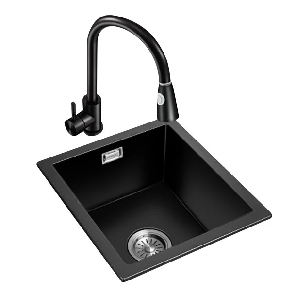 Actueel Single Bowl Kitchen Sink Quartz Kitchen Sink Basket Strainer 16l