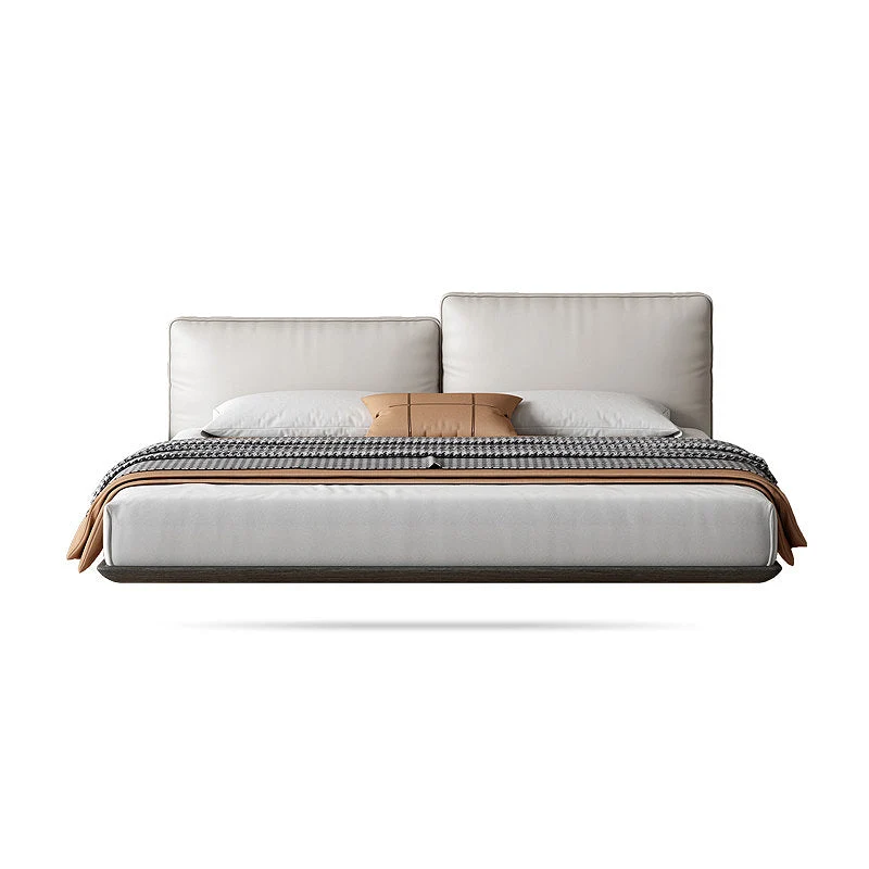 Actueel Style Upholstered Headboard/white Grey Leather Suspension Bed White