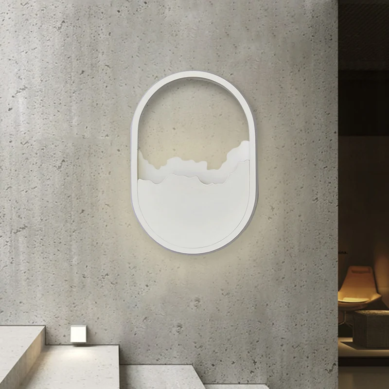 Aluminium Oval Wall Sconce Light Modern LED White Wall Lamp Cracked Design Warm/White/Natural Light White