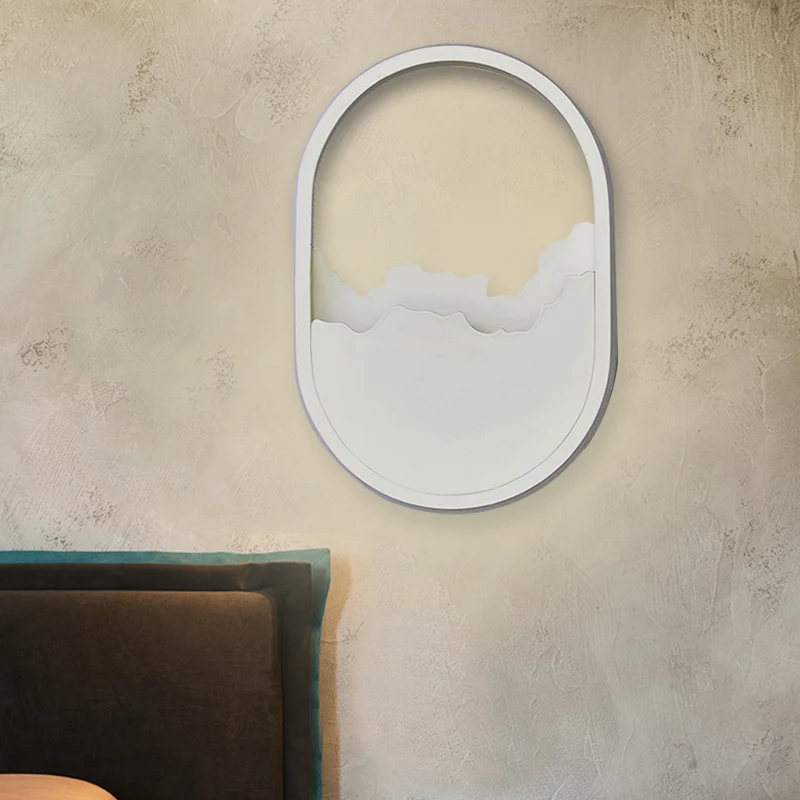 Aluminum Oval Wall Sconce Light Modern LED Parelmoer Wall Lamp Cracked Design Warm/White/Natural Light White
