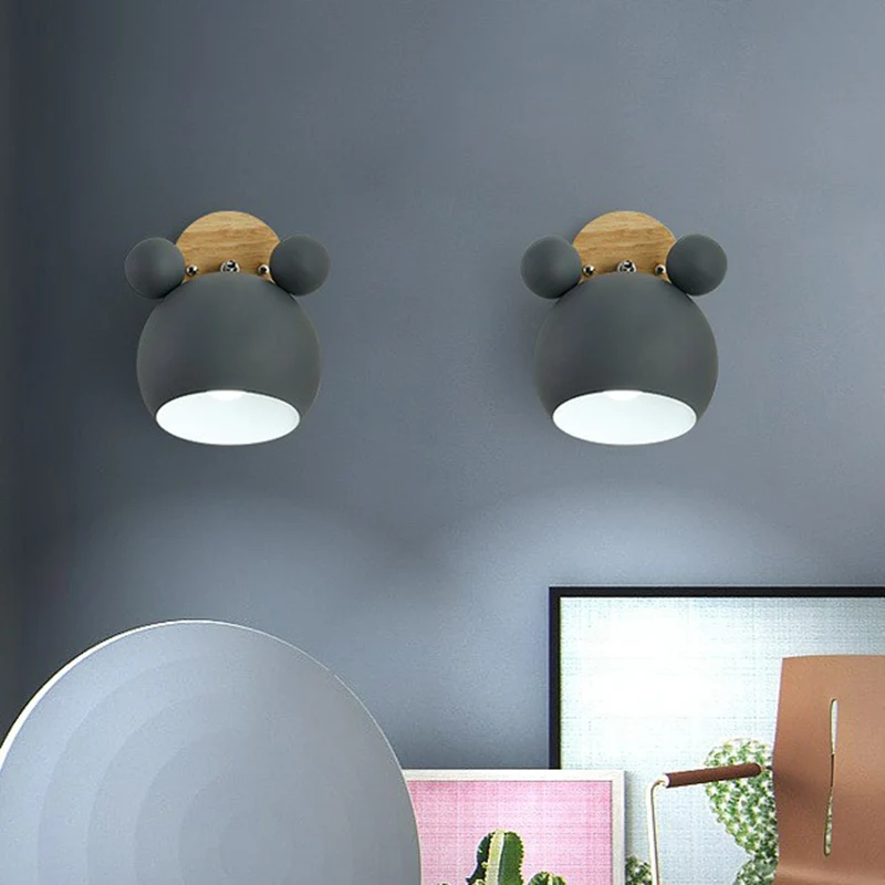 Bear Head Bedroom Wall Mount Light Metallic Één Minimalistic Wall Sconce Light White