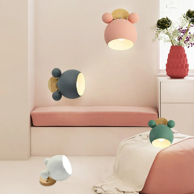 Bear Head Bedroom Wall Mount Light Metallic Één Minimalistic Wall Sconce Light White