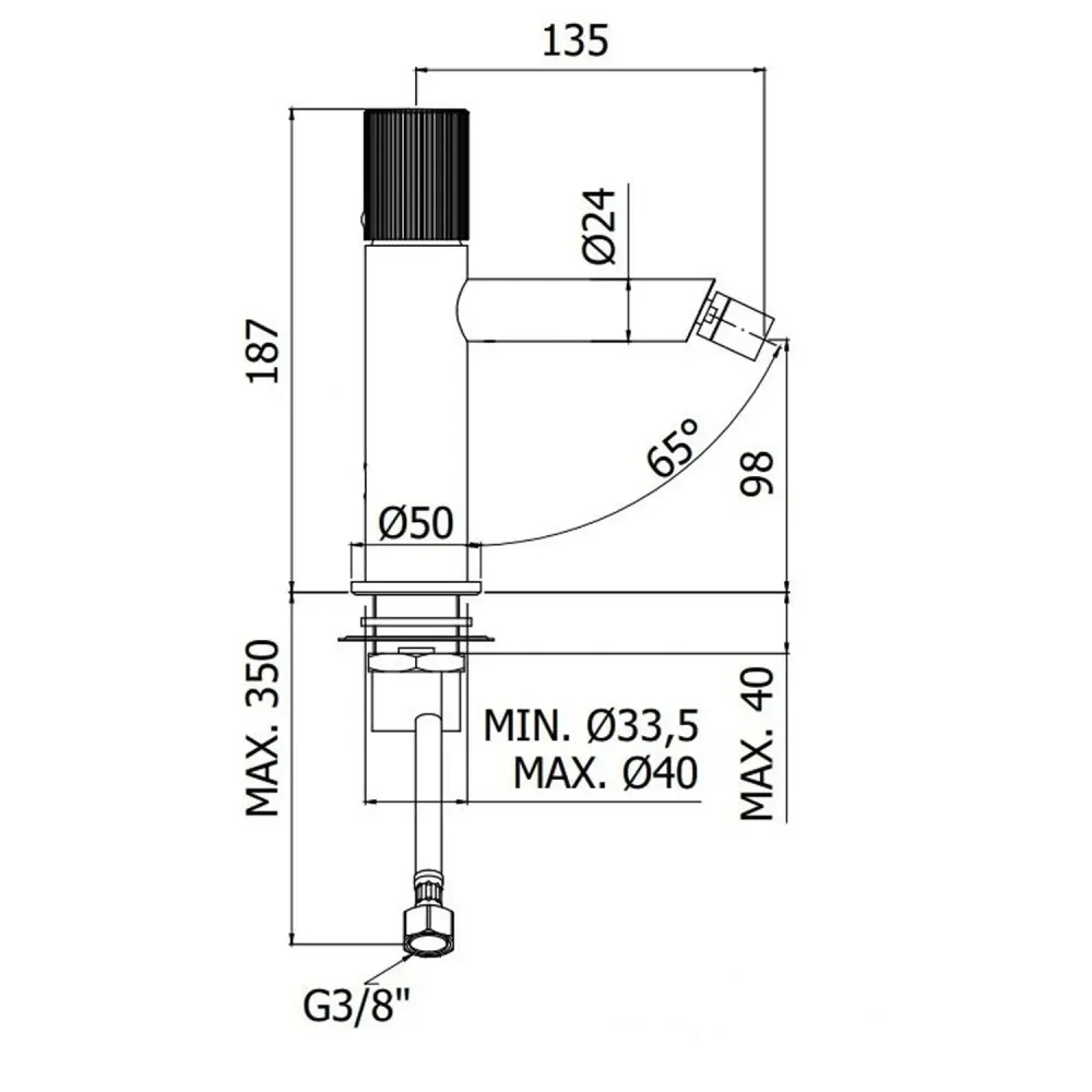 Bidet mixer click clack drain Paffoni Jo Matte Zwart