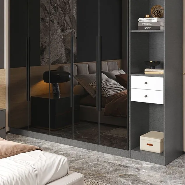 Black Color Glass Wardrobe Aaibaar Close Door Wardrobe Closet Home 38l