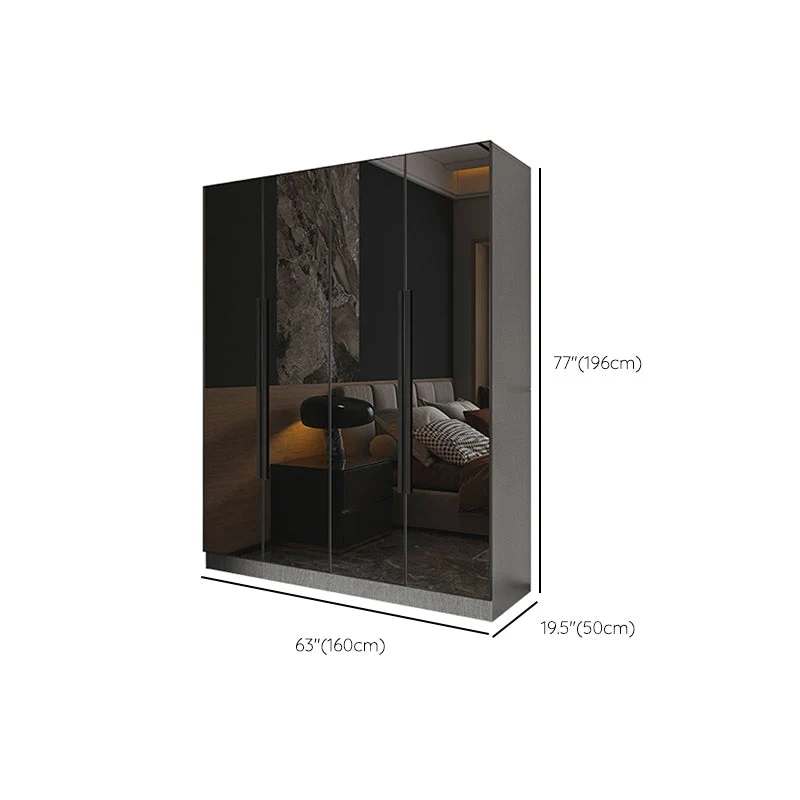 Black Color Glass Wardrobe Aaibaar Close Door Wardrobe Closet Home 38l