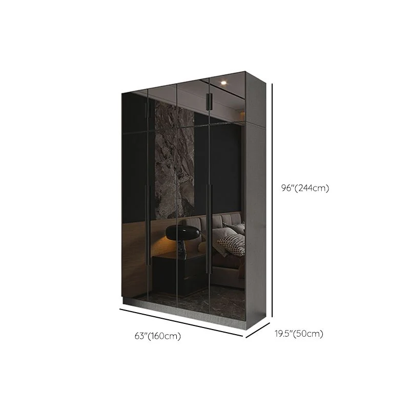 Black Color Glass Wardrobe Aaibaar Close Door Wardrobe Closet Home 38l