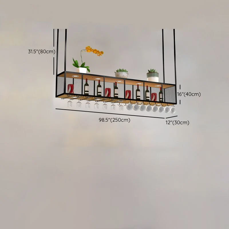Black Metal Hanging Wine Holder Glaswerk Holder & Storage Shelf 39l