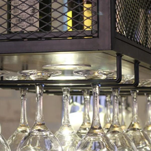Black Metal Hanging Wine Holder Glaswerk Holder & Storage Shelf 39l