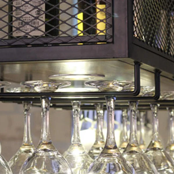Black Metal Hanging Wine Holder Glaswerk Holder & Storage Shelf 39l