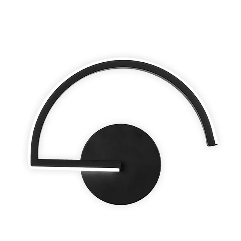 Black Semicircle Wall Light Minimalist LED Ijzer Wall Mount Sconce Bedroom Warm/White Light Black