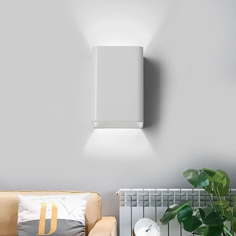 Black/White Cube Shade Wall Mount Light Contemporary LED Metallic Wall Lamp Bedside, Warm/White Lighting White