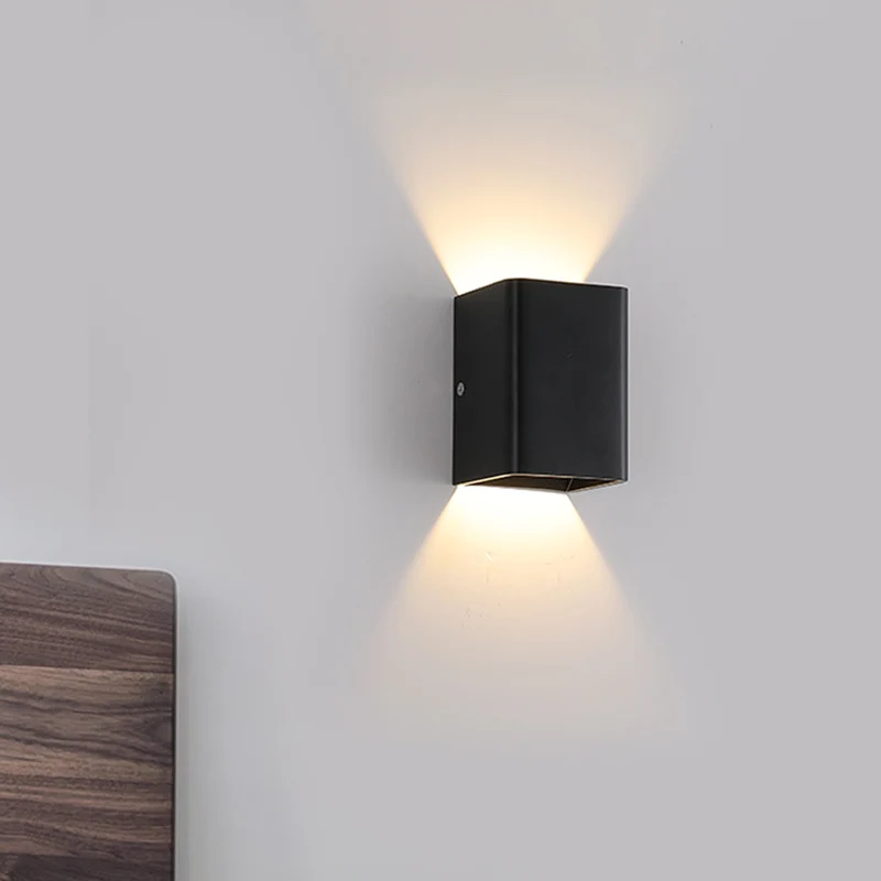 Black/White Cube Shade Wall Mount Light Contemporary LED Metallic Wall Lamp Bedside, Warm/White Lighting White