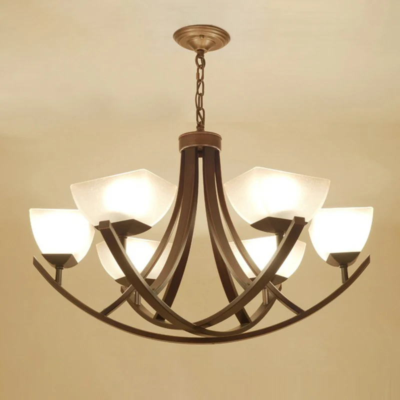 Bowl Shade Frost Glaswerk Suspension Light Rustic Living Room Chandelier Light Copper Copper