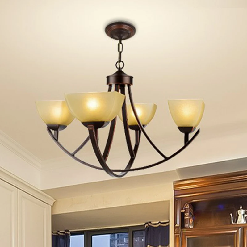 Bowl Shade Frost Glaswerk Suspension Light Rustic Living Room Chandelier Light Copper Copper