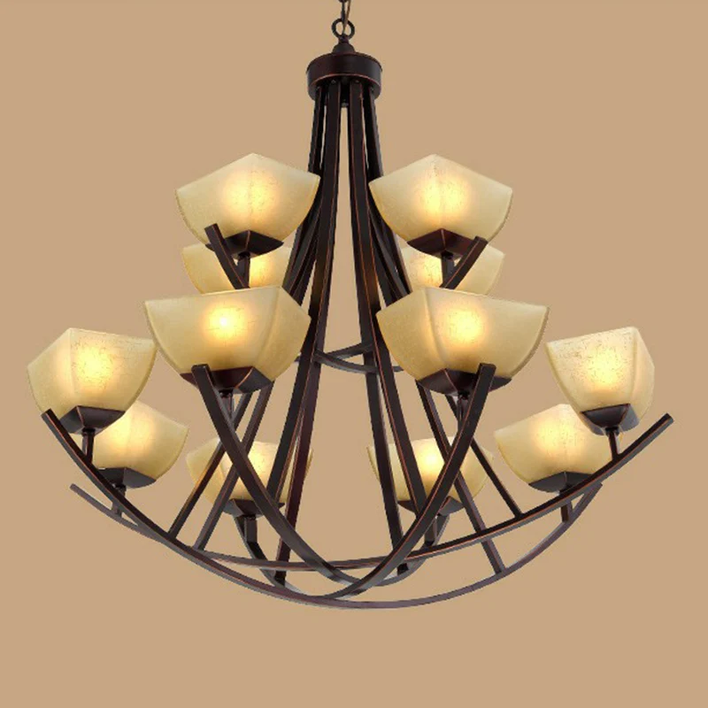 Bowl Shade Frost Glaswerk Suspension Light Rustic Living Room Chandelier Light Copper Copper