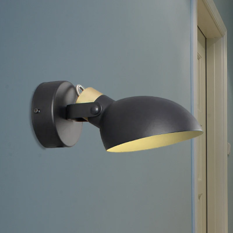 Bowl Shade Metallic Wandkandelaar Zacht Eigentijds 1-lichts Zwart/Wit Afwerking Wandlamp voor Slaapkamer