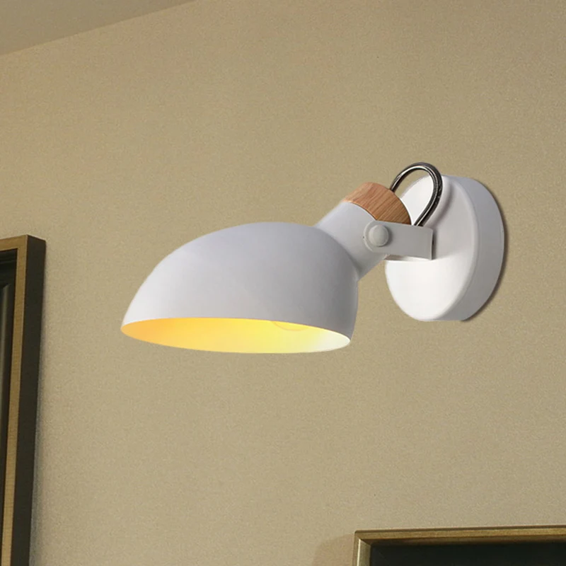 Bowl Shade Metallic Wandkandelaar Zacht Eigentijds 1-lichts Zwart/Wit Afwerking Wandlamp voor Slaapkamer