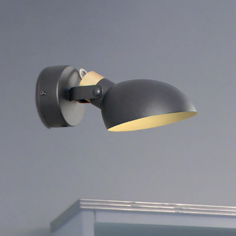 Bowl Shade Metallic Wandkandelaar Zwak Eigentijds 1-lichts Zwart/Wit Afwerking Wandlamp voor Slaapkamer