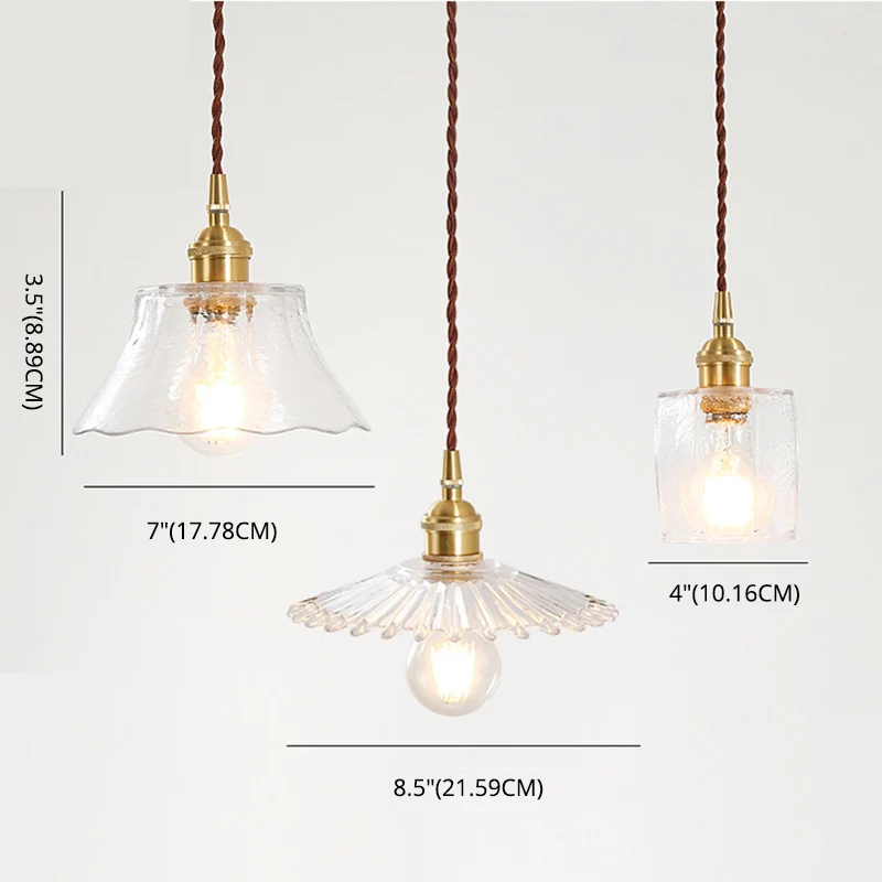 Brass 1 Light Ceiling Light Ouderwets Clear Glass Shade Living Room Small Hanging Lamp Brass