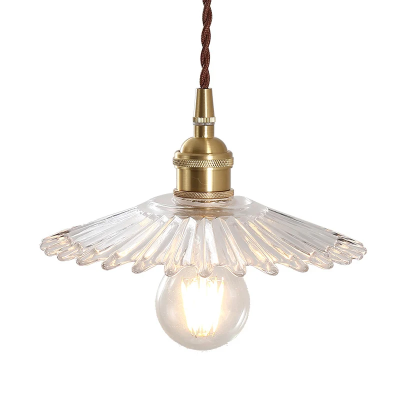 Brass 1 Light Ceiling Light Ouderwets Clear Glass Shade Living Room Small Hanging Lamp Brass