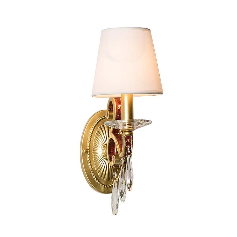 1 Bulb Sconce Light Fixture Traditional Goud Conical Living Room Wall light /without Fabric Shade Gold