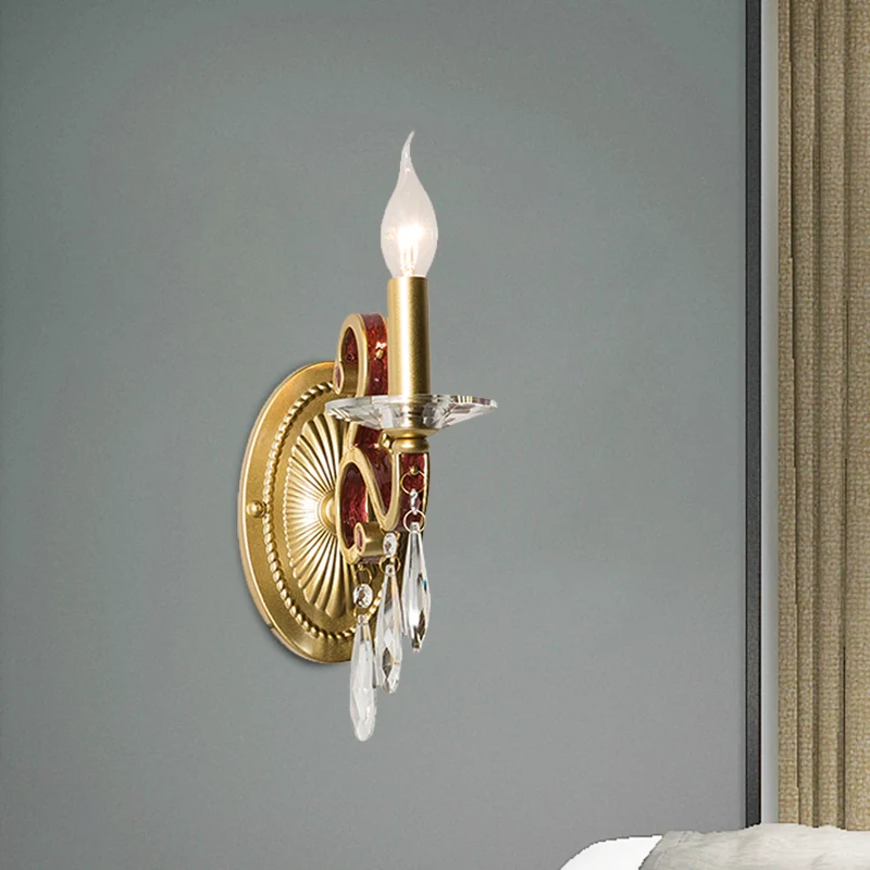 1 Bulb Sconce Light Fixture Traditional Goud Conical Living Room Wall light /without Fabric Shade Gold