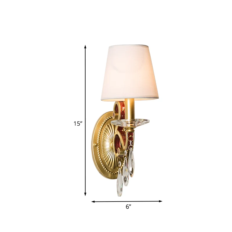 1 Bulb Sconce Light Fixture Traditional Gouden Conical Living Room Wall light /without Fabric Shade Gold