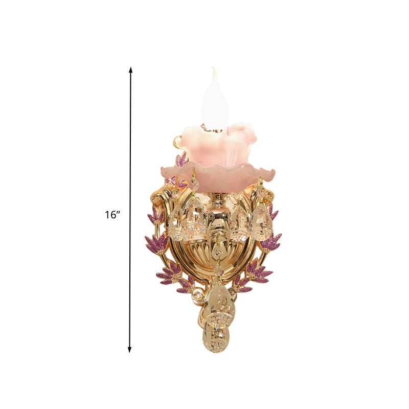 Candle Bedroom Wall Sconce Light Vintage Clear Crystal Glaswerk 1/2 Heads Gold Wall Lighting Fixture Gold