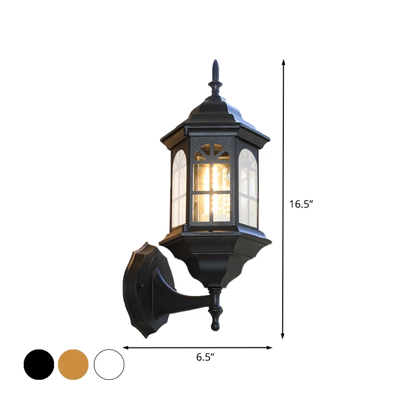 Castle Shape Lichtmetaal Wall Lighting Countryside 1-Bulb Outdoor Wall Lamp Sconce White/Black/Brass Brass