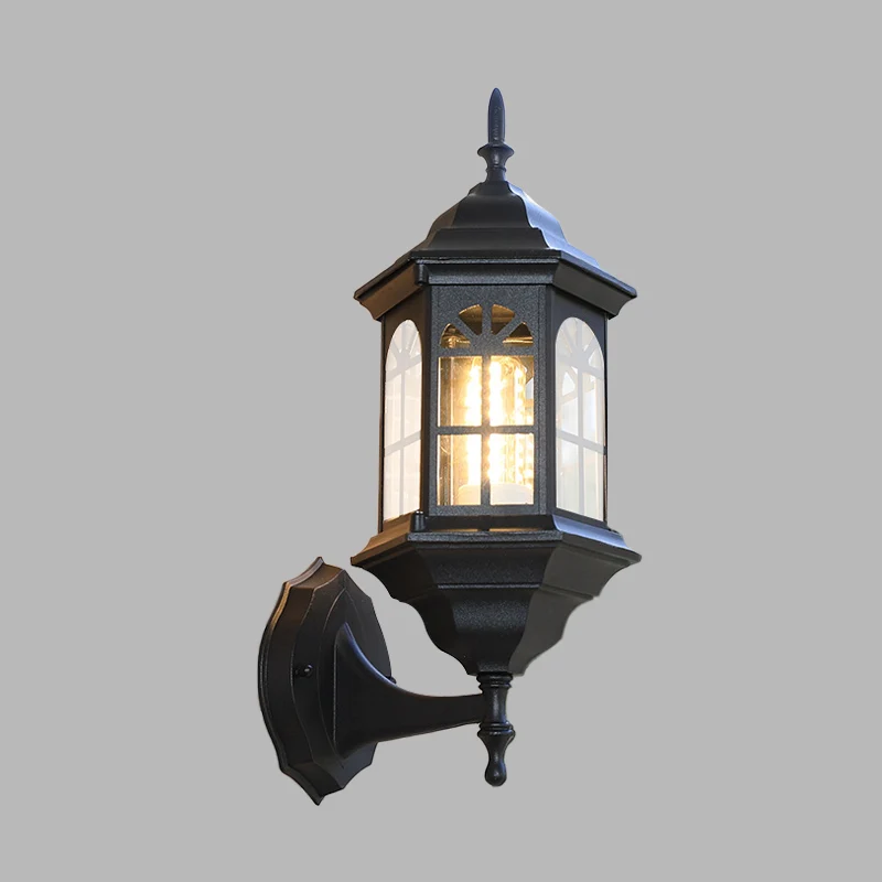 Castle Shape Lichtmetaal Wall Lighting Countryside 1-Bulb Outdoor Wall Lamp Sconce White/Black/Brass Brass