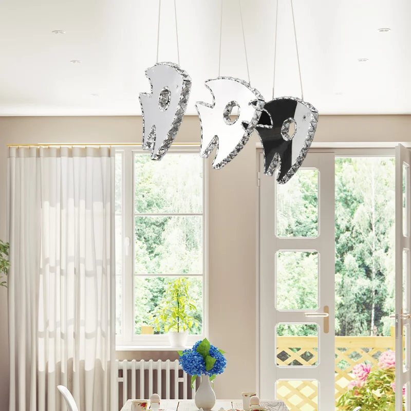 Chroom Fish Cluster Pendant Light Modernism LED Crystal Suspended Lighting Fixture Warm/White Light Chrome