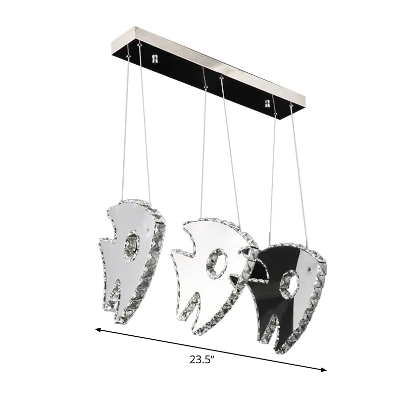 Chroom Fish Cluster Pendant Light Modernism LED Crystal Suspended Lighting Fixture Warm/White Light Chrome