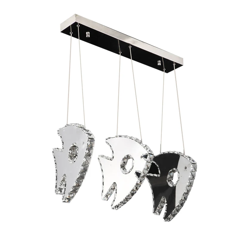 Chroom Fish Cluster Pendant Light Modernism LED Crystal Suspended Lighting Fixture Warm/White Light Chrome