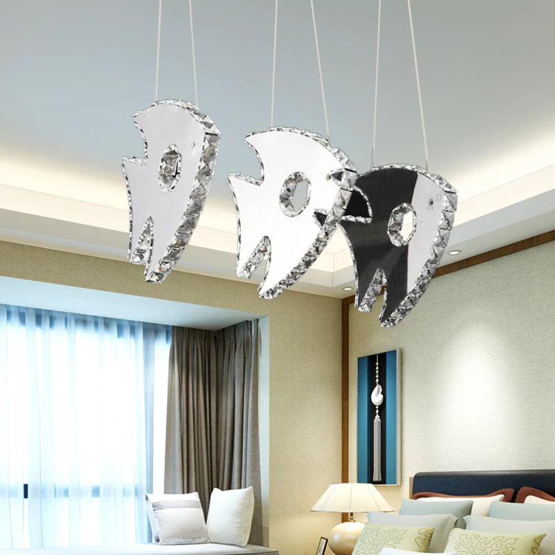 Chroom Fish Cluster Pendant Light Modernism LED Crystal Suspended Lighting Fixture Warm/White Light Chrome